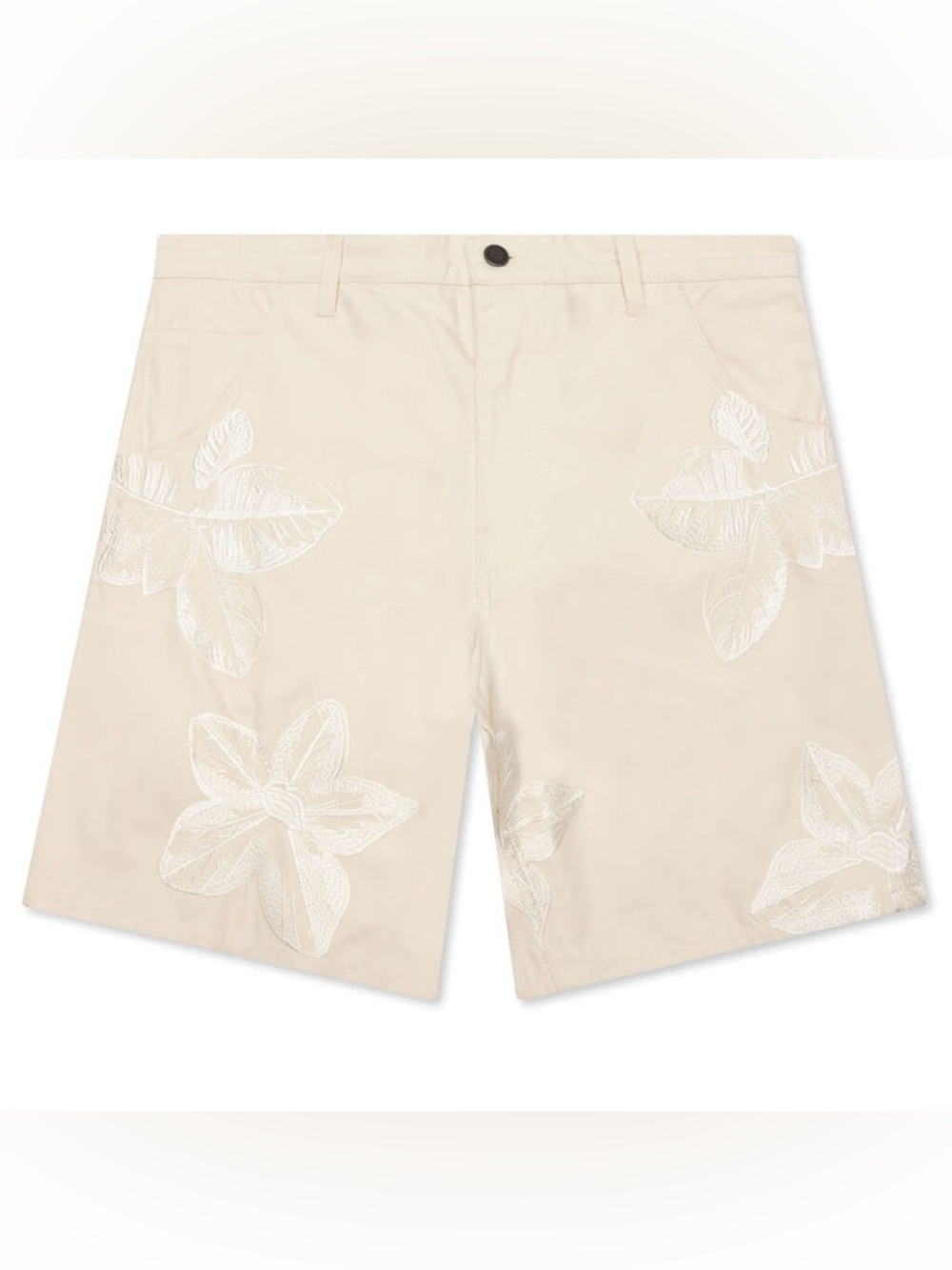 COTTON CANVAS HONOR THE GIFT FLORAL EMBROIDERED SHORTS - SIZE 32